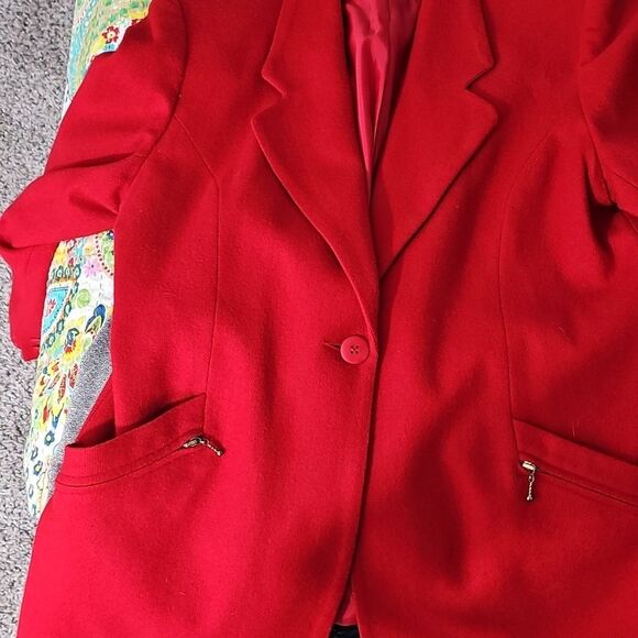 Blazer Wool By Norton McNaughton Red Fully Lined No Size Tag Fits Like A Size 12 - Picture 6 of 8